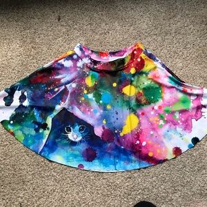 Blackmilk Lora Zombie cat watercolor rainbow skirt